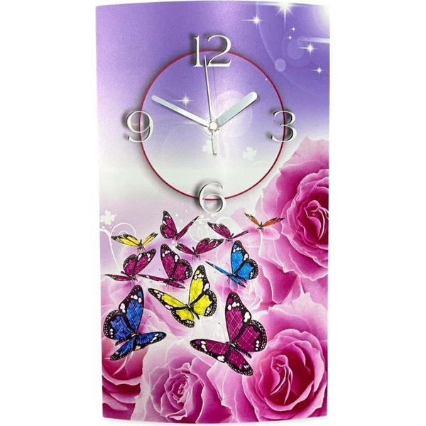 Orologio Da Parete Di Design Rose Farfalle Orologio Da Parete Moderno Design Silenzioso Senza Ticchettio Dixtime 3DS-0091-image