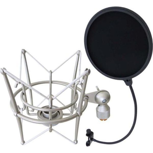 Keepdrum MS089SV Ragno Microfonico In Argento Con Protezione Pop-image