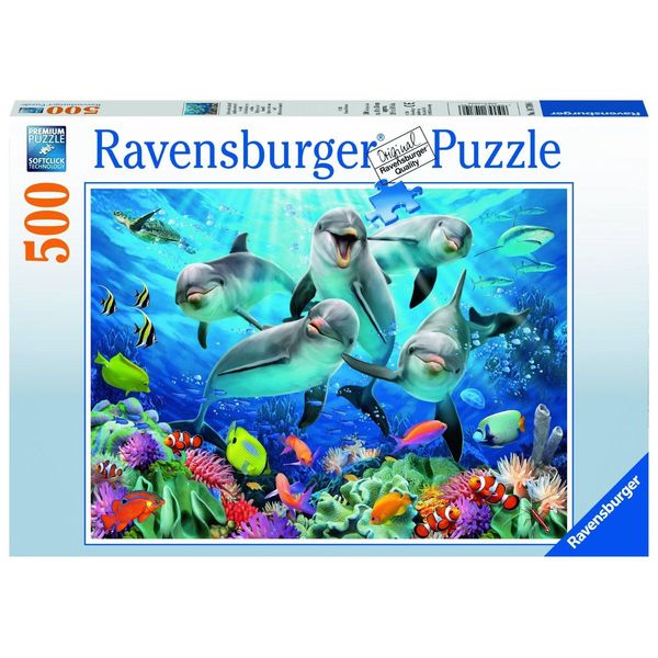 Puzzle Ravensburger Da 500 Pezzi Delfini Nella Barriera Corallina 14710-image