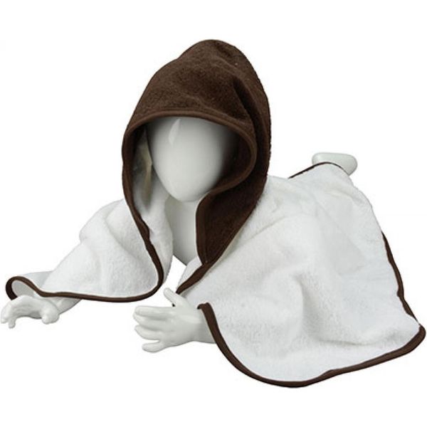 A&R 032.50 | Asciugamano Con Cappuccio Per Bambini / 75 X 75 Cm - Farbe: Bianco/Marrone Cioccolato/Marrone Cioccolato - GrößE: 75 X 75 Cm-image