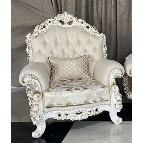 Casa Padrino Poltrona Barocca Crema/Bianco/Oro - Magnifica Poltrona Da Salotto - Mobili Da Salotto In Stile Barocco - Mobili In Stile Barocco - Arredamento Barocco - Arredamento Da Salotto-image