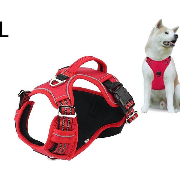 Pettorina Traspirante Per Cani Di Grossa Taglia, Pettorina Anti Tirante Senza Tirante Pettorina Leggera Per Cani, L, Rosso-image