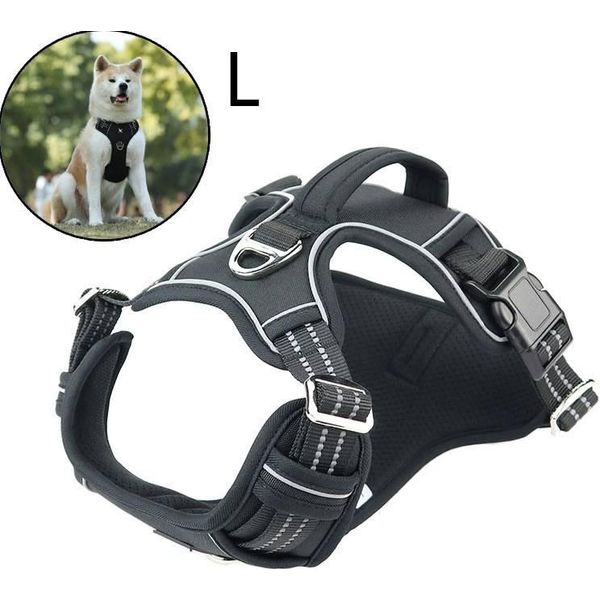 Pettorina Traspirante Per Cani Di Grossa Taglia, Pettorina Anti Tirante Senza Tirante Pettorina Leggera Per Cani, L, Nero-image
