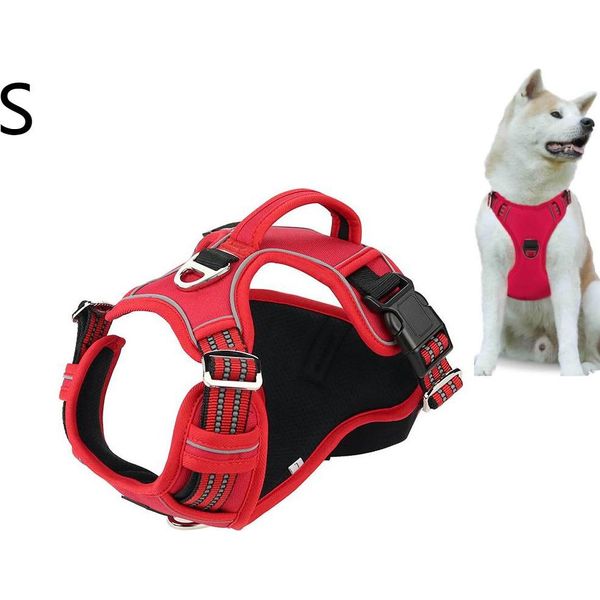 Pettorina Traspirante Per Cani Di Taglia Grande, Pettorina Anti Tirante Senza Tirante Pettorina Leggera Per Cani, S, Rosso-image
