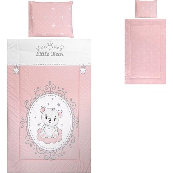 Lorelli Biancheria Da Letto Per Bambini 3 Pezzi, Coperta 140 X 95 Cuscino 43 X 35 Lenzuolo 150 X 100 Bianco Rosa-image