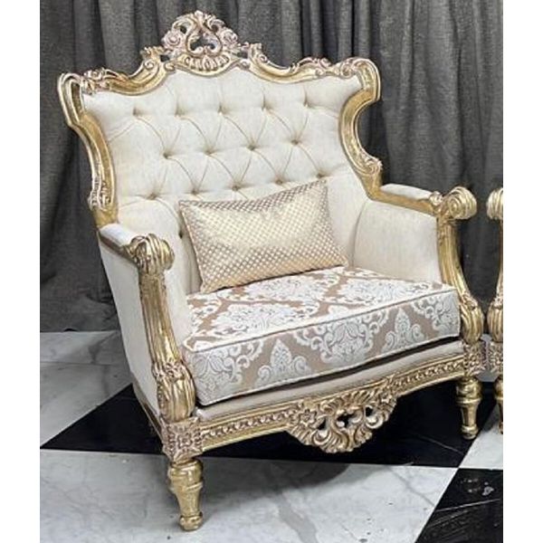 Casa Padrino Poltrona Da Salotto Barocca Crema / Bianco / Oro - Mobili Da Salotto Barocchi-image