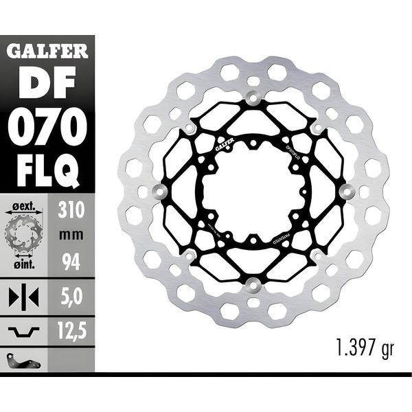 Set Di Dischi Freno Galfer 2X DF070FLQ Cubiq® Flottante Anteriore 310X5Mm Per Honda Cb A F S Sa Cbr Rr Ctx 600 - 1300 Ccm Anno 2003 - 2021-image