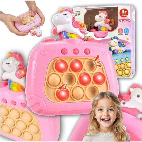 Gioco Sensoriale Unicorno Pop It Luci A Batteria Suoni Bolla Rosa-image