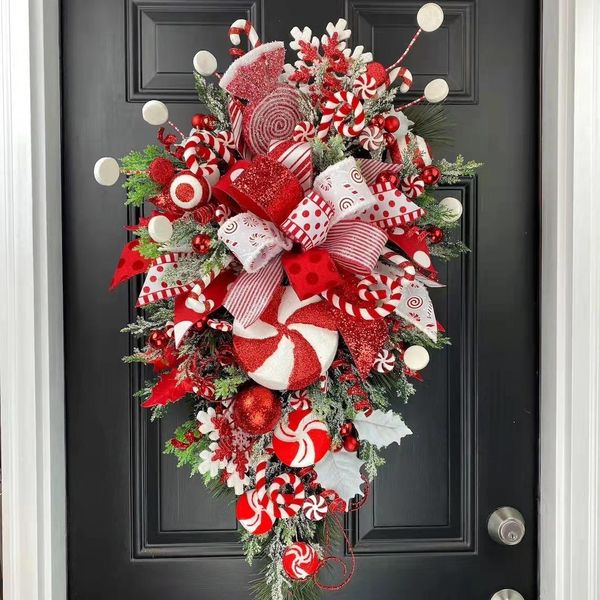 Ghirlanda Di Natale - Ghirlanda Di Albero Di Natale Con Bacche Rosse, Ghirlanda Di Natale Per La Porta D'ingresso, Decorazione Per La Parete Del Camino, Decorazione Natalizia-image