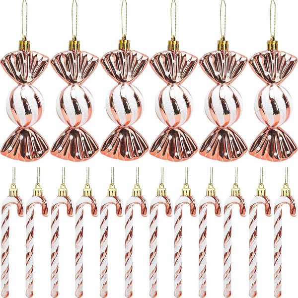 18 Pezzi Bastoncini Di Zucchero Decorazione Di Natale Decorazioni Natalizie Bastoncini Di Zucchero Decorazione Glitter Albero Di Natale Decorazioni Per L'albero Di Natale, Oro Rosa-image