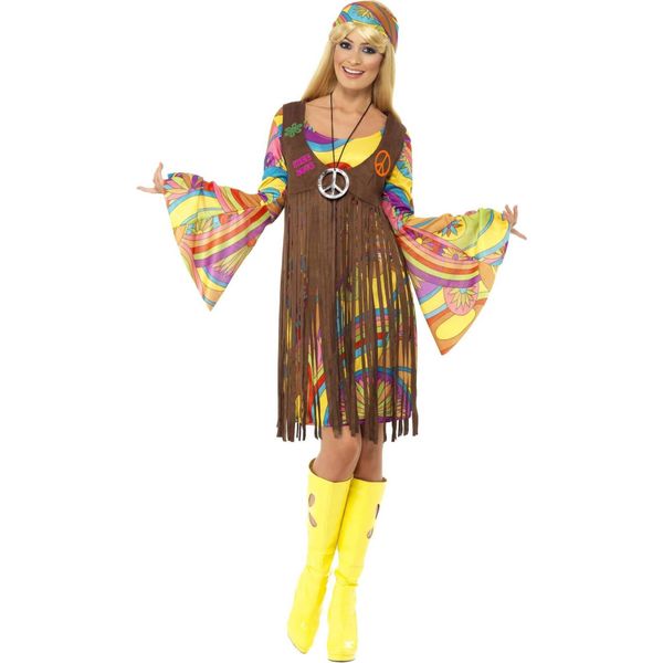 Smiffys - Costume "60S Groovy"" - Donna SM1037 (S) (Marrone/Giallo)"-image