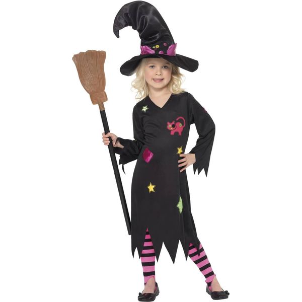 Smiffys - Costume Da Strega "Cinder"" Halloween - Ragazze SM1947 (128-134) (Nero/Rosa)"-image