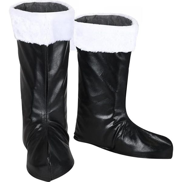 Smiffys - Uomo/Donna Copristivali Unisex Babbo Natale, Design Natalizio - Pvc, Poliestere SM539 (Taglia Unica) (Nero/Bianco)-image