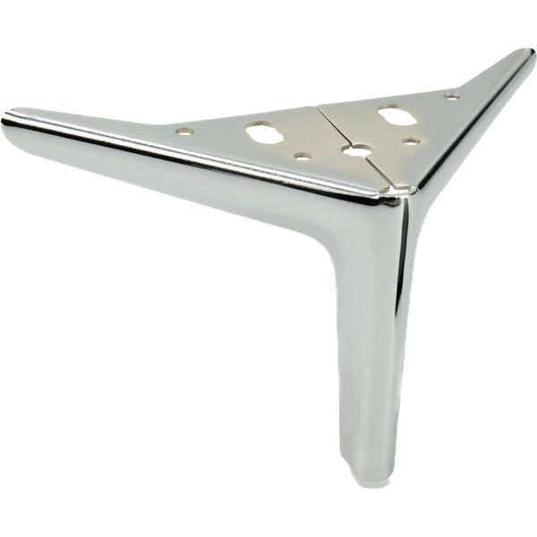 Elegante Gamba Per Mobili In Metallo, Cromo Argento, Altezza 12 Cm, Con Base Antigraffio - Design Moderno Per Interni Eleganti.-image