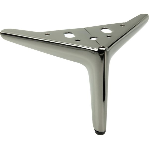Eleganti Gambe Per Mobili In Cromo Nero, Altezza 12 Cm - Gambe In Metallo Eleganti E Moderne Per L'arredamento Contemporaneo.-image