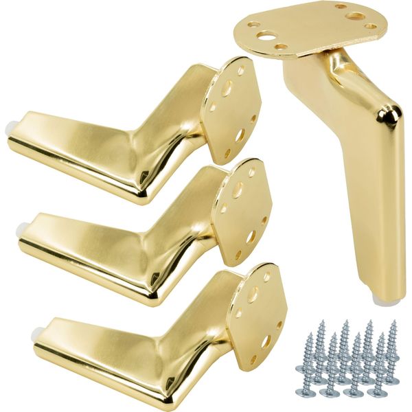 Set Di 4 Gambe Per Mobili Loft In Cromo-Oro, Altezza 12 Cm, Design Minimalista, Stile Industriale, Ideale Per Divani, Cassettiere E Mobili Tv, Set Di Viti Incluso-image