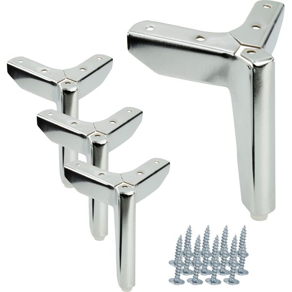 Set Di 4 Gambe Per Mobili Con Design Ad Ancora, Cromo-Argento, Altezza 12 Cm, Incluso Set Di Viti Per Un Facile Montaggio, Ideale Per Divani, Cassettiere E Mobili Tv.-image
