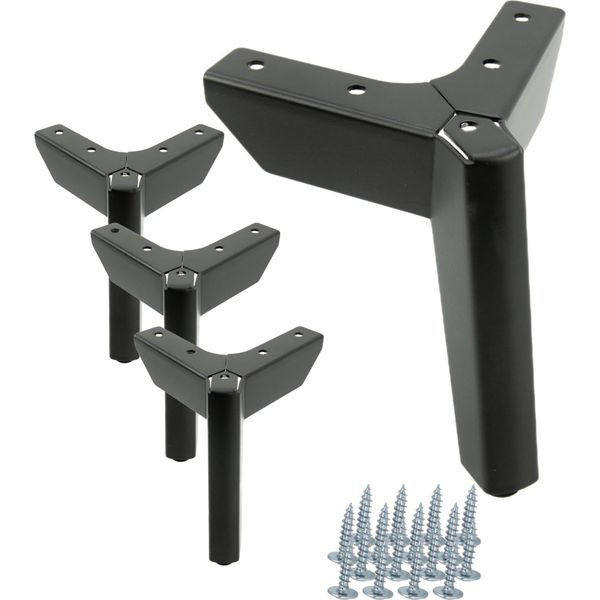 Set Di 4 Gambe Per Mobili "Anchor"" In Nero Opaco, Altezza 12 Cm - Eleganti Gambe In Metallo Per Divani, Cassettiere E Altro. Ideali Per Interni Moderni E Industriali."-image