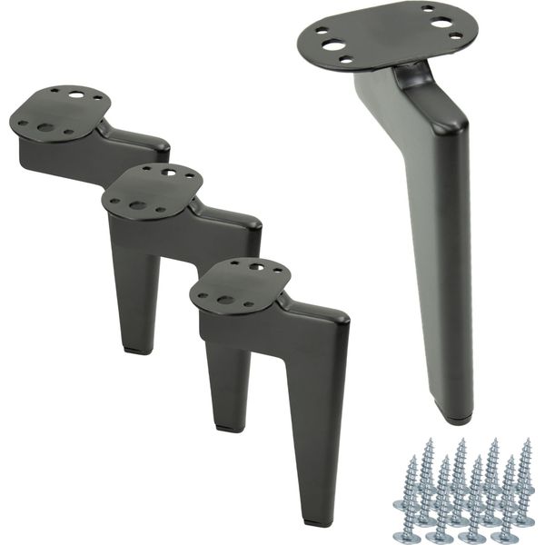 Set Di Gambe Per Mobili Loft - 4 Pezzi, Nero Opaco, 18 Cm, Metallo, Protettivo, Design Minimalista Per Divani, Poltrone E Mobili Tv, Incluse Le Parti Di Montaggio.-image