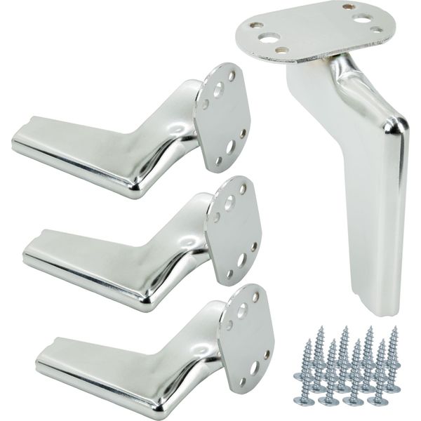 Set Di 4 Gambe Per Mobili Loft Cromo Argento - Altezza 12 Cm, Per Un Look Elegante E Minimalista In Casa Vostra.-image
