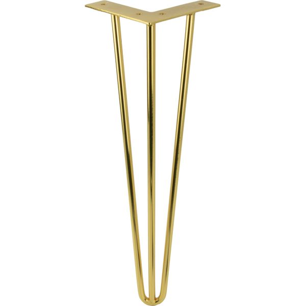 Gambe Per Mobili Golden Hairpin Da 41 Cm, Design A 3 Barre, Finitura Cromata Lucida, Ideali Per Progetti Di Arredamento Moderno, Supporto Stabile Ed Elegante.-image