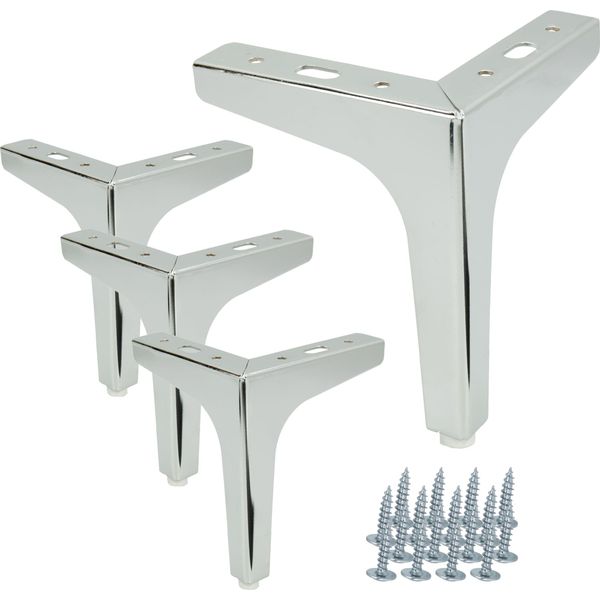 Set Di 4 Gambe Per Mobili "Anchor"" - Gambe In Metallo Cromato Di Alta Qualità, Altezza 15 Cm, Per Mobili Dal Design Elegante"-image