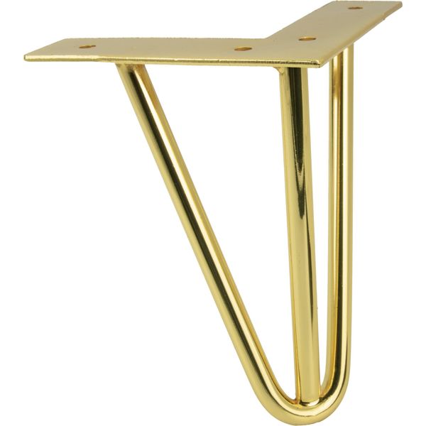 Gamba Per Mobili A Forcella, Altezza 15 Cm, 3 Aste, Cromata Color Oro, Robusta E Moderna, Ideale Per Tavolini, Panche E Scaffali.-image