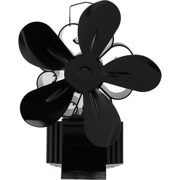 Ventilatore Per Stufa A Legna Alimentato A Calore Non Elettrico A 5 Lame Con Termometro Magnetico Accessori Per Caminetto-image