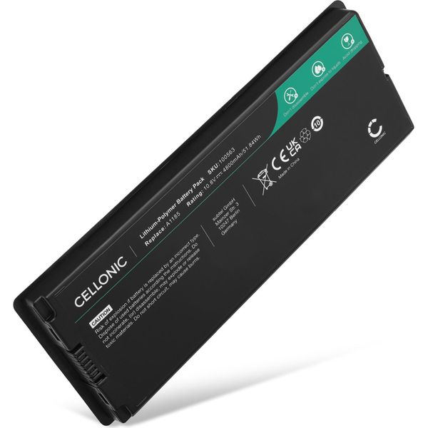 Cellonic Batteria Compatibile Con Apple Macbook 13 - A1181 (2006, 2007, 2009), A1185, 661-3958 5000Mah 10.8V - 11.1V Ricambio Per Portatili, Notebook, Laptop-image