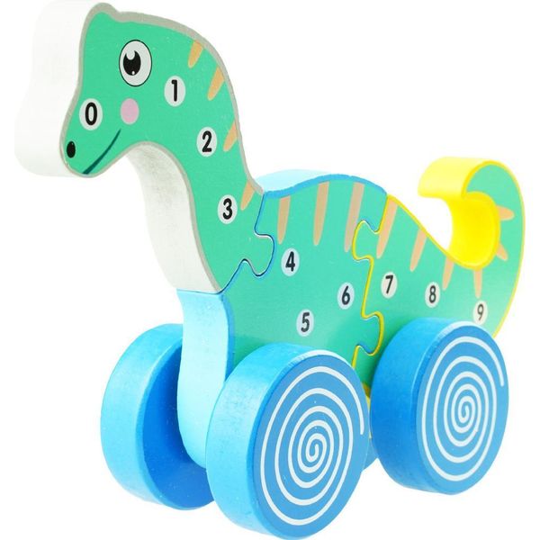 Puzzle Di Dinosauri In Legno 3D Con Ruote Del Treno-image