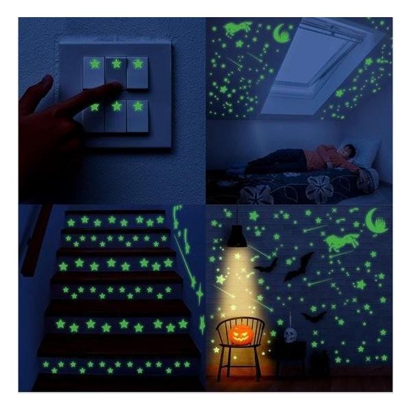 Set Di Decorazioni Adesive Fosforescenti - 482 Adesivi Murali Fosforescenti (Luna, Stelle E Comete). Adesivi Da Parete E Da Soffitto Fosforescenti Per Le Camerette Dei Bambini E Dei Neonati-image