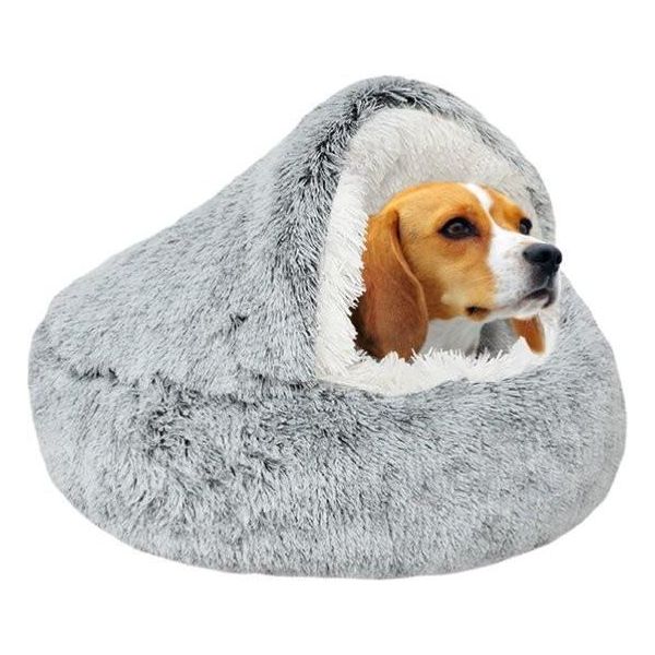 Cesto Per Cani Cave 50Cm - Calmante E Ansiolitico - Per Cani/Gatti Di Piccola Taglia - Ciambella - Grigio-image