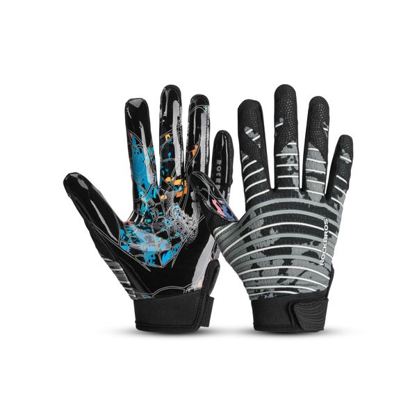 Rockbros Guanti Da Calcio Per Bambini Guanti Antiscivolo Da Ricevitore Di Football Americano Guanti Sportivi Traspiranti Grigio Xs-image
