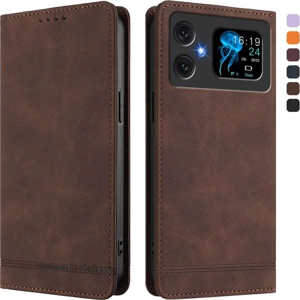 Custodia Per Cubot A20, Flip Case In Finto Cuoio Retrò Con Supporto E Slot Per Carte Di Credito Marrone-image