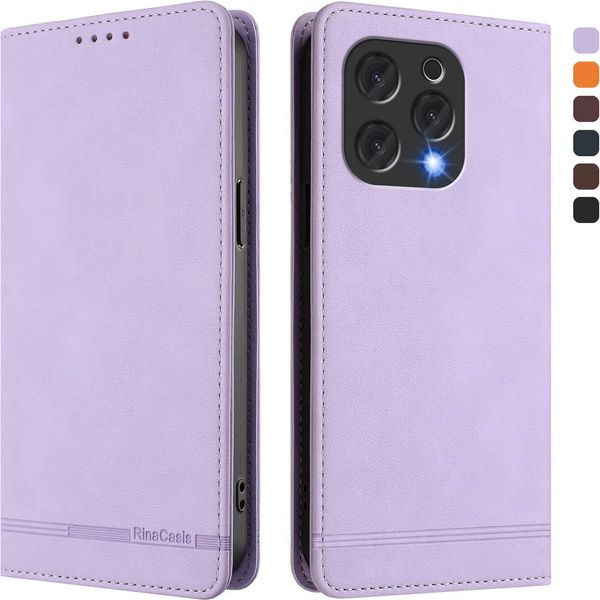 Custodia Per Doogee N55 Plus, Custodia Retro In Finto Cuoio Con Supporto E Slot Per Carte Di Credito Viola-image