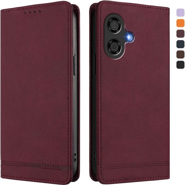 Custodia Per Coolpad 40I, Custodia Retro In Finto Cuoio Con Supporto E Slot Per Carte Di Credito Rosso-image
