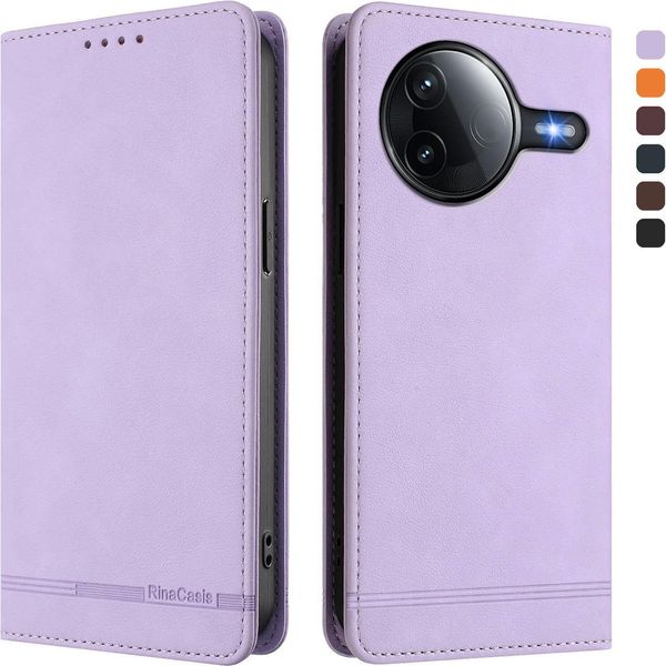 Custodia Per Xiaomi Poco F7 Pro/F7 Ultra, Retro Custodia Flip In Finto Cuoio Con Supporto E Slot Per Carte Purple-image