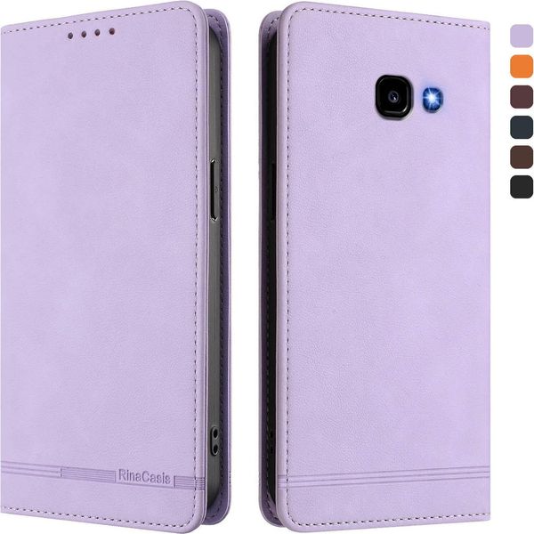 Custodia Per Samsung Galaxy A5 2017, Retro Custodia Flip In Finto Cuoio Con Supporto E Slot Per Carte Purple-image