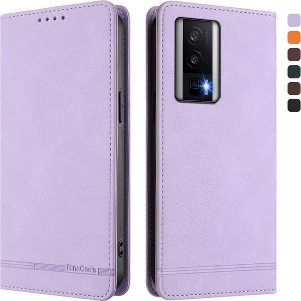 Custodia Per Xiaomi Poco F5 Pro/Redmi K60/K60 Pro, Custodia Retro In Finto Cuoio Flip Con Supporto E Slot Per Carte Viola-image