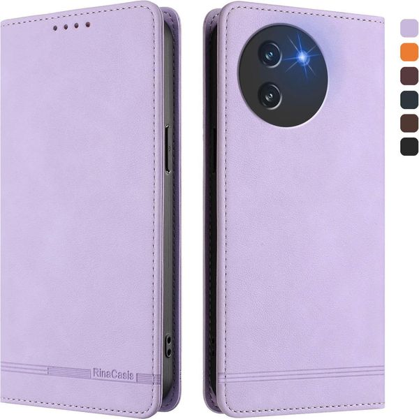 Custodia Per Doogee Note 59 / Note 59 Pro, Custodia Retro In Finto Cuoio Flip Con Supporto E Slot Per Carte Viola-image
