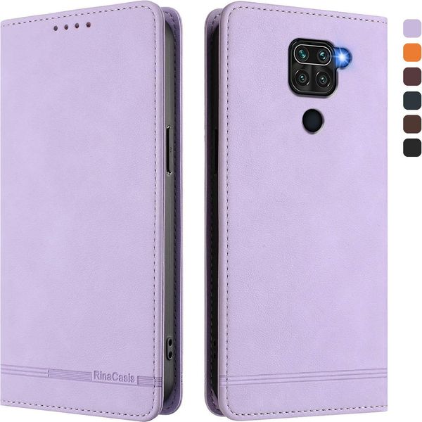 Custodia Per Xiaomi Redmi Note 9 4G, Retro Custodia In Finto Cuoio Flip Con Supporto E Slot Per Carte Purple-image