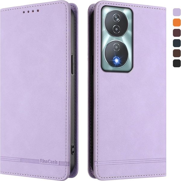Custodia Per Honor X7B 4G/Honor X7B 5G/Honor 90 Smart, Custodia Retro In Finto Cuoio Con Supporto E Slot Per Carte Purple-image