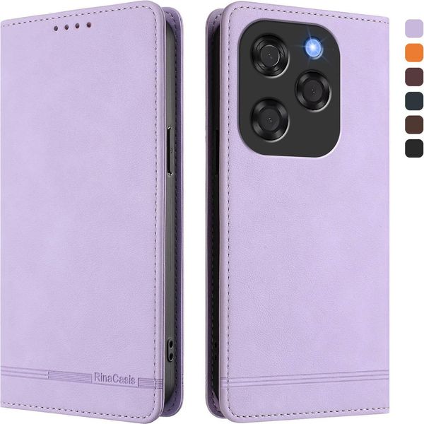 Custodia Per Coolpad X100, Custodia Retro In Finto Cuoio Con Supporto E Slot Per Carte Di Credito Viola-image