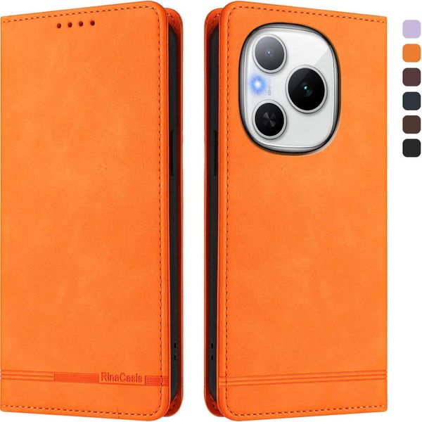 Custodia Per Honor Power, Flip Case In Finto Cuoio Retrò Con Supporto E Slot Per Carte Di Credito Arancione-image