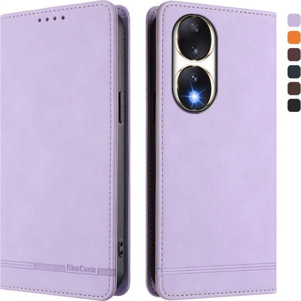 Custodia Per Honor 90, Flip Case In Finto Cuoio Retrò Con Supporto E Slot Per Carte Di Credito Viola-image
