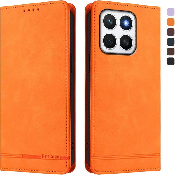 Custodia Per Honor X8C, Custodia Retro In Finto Cuoio Flip Con Supporto E Slot Per Schede Arancione-image
