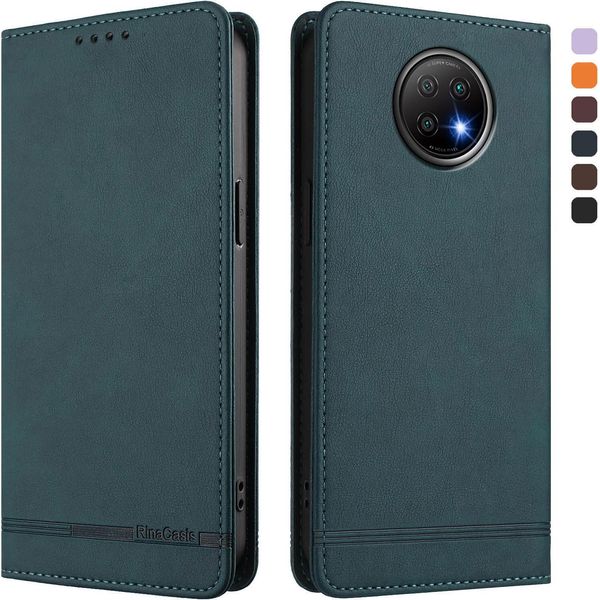 Custodia Per Xiaomi Redmi Note 9T, Custodia Retro In Finto Cuoio Con Supporto E Slot Per Schede Verde-image