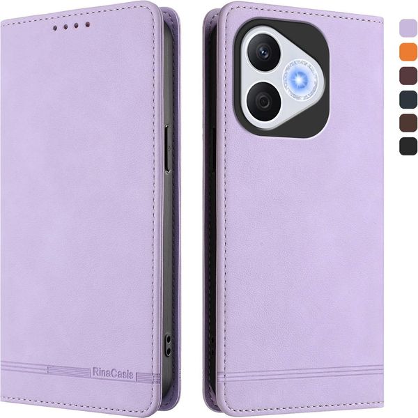 Custodia Per Honor 400 Lite, Custodia Retro In Finto Cuoio Con Supporto E Slot Per Carte Di Credito Viola-image
