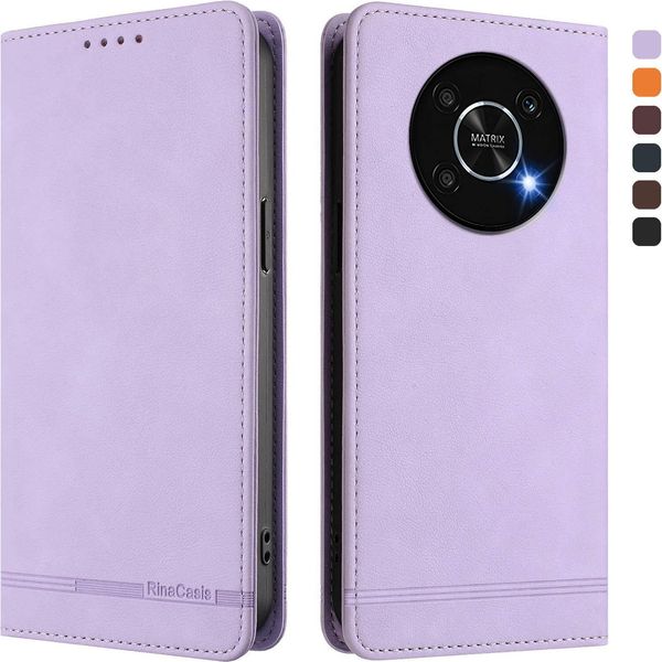 Custodia Per Honor X9 5G/4G, Retro Custodia In Finto Cuoio Flip Con Supporto E Slot Per Carte Purple-image
