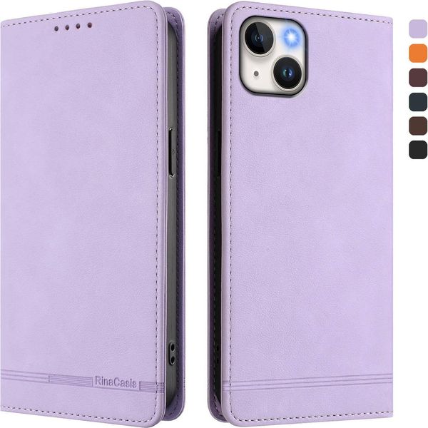 Custodia Per Iphone 15 Plus, Custodia Retro In Finto Cuoio Con Supporto E Slot Per Carte Di Credito Viola-image